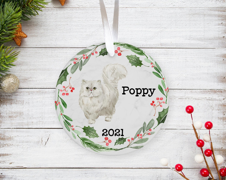 Persian Cat Christmas Ornament, Personalized Persian Cat Gifts, Cat Memorial Ornament, Cat Christmas Keepsake Gift for Cat Owners