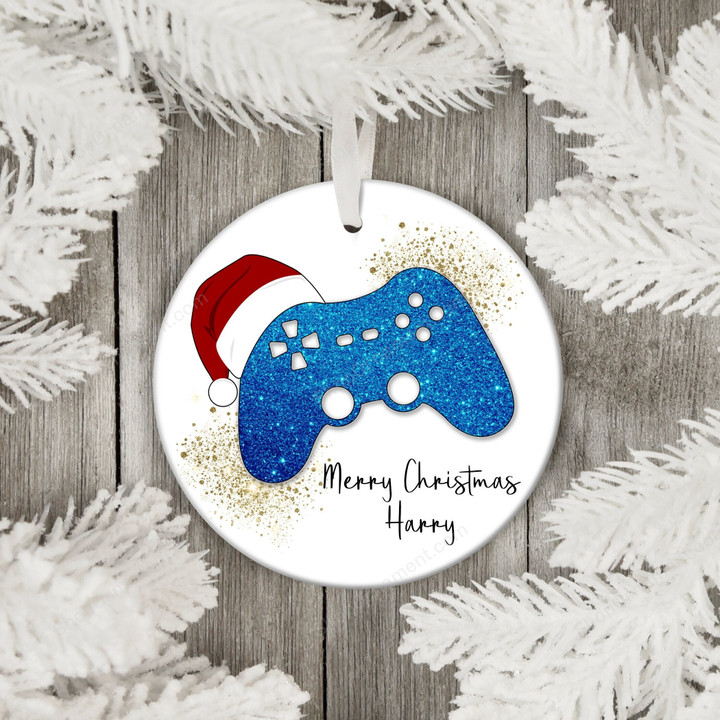 Personalised Gaming Christmas Decoration, Kids Gamer Decoration, Gamer Christmas Ornament