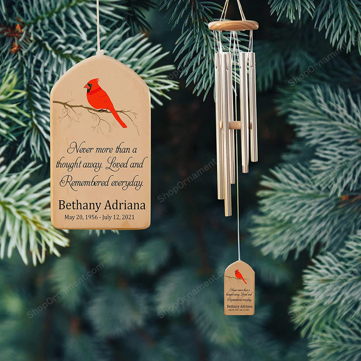 Personalized Cardinal Memorial Wind Chime, Loss of Spouse, Loved and Remembered, Memorial Gift, Sympathy Wind Chime, Bereavement Gift