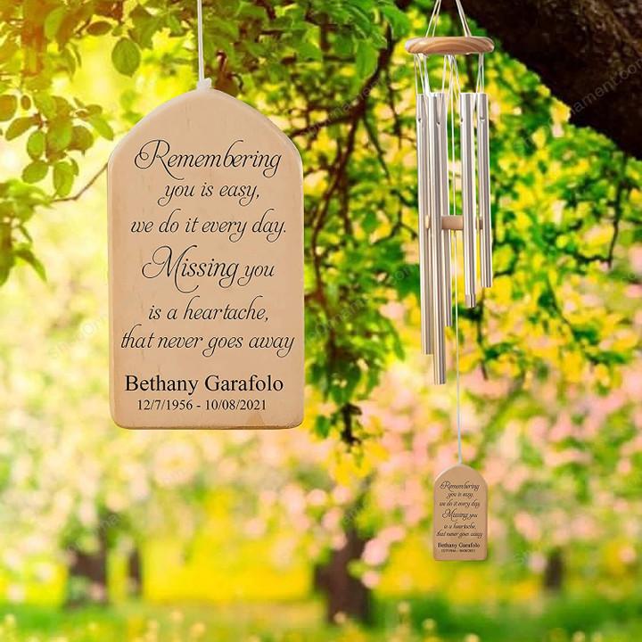 Remembering You is Easy Wind Chime, Personalized Memorial Wind Chime, Loss of Spouse, in Memory, Sympathy Wind Chime, Bereavement Gift, Memorial Gift