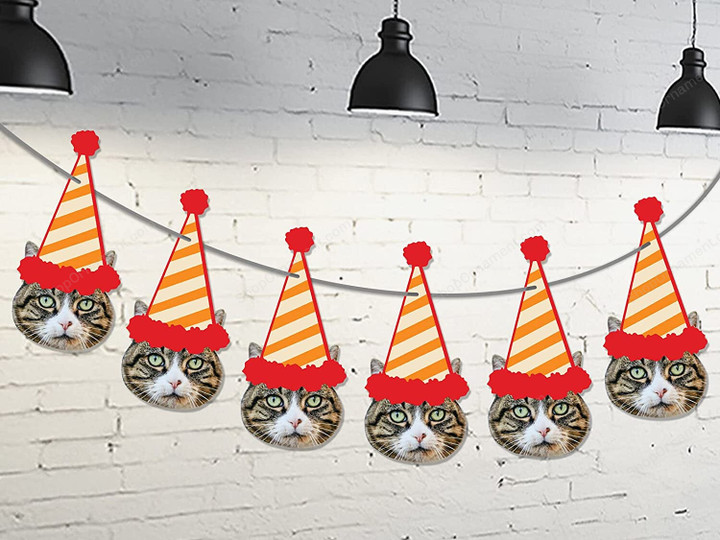 Cat Birthday Banner - Cat Face Party Banner - Kitty Cat Meow Banner - Kitty Cat Garland - Birthday Party Decorations - Birthday Cat Garland