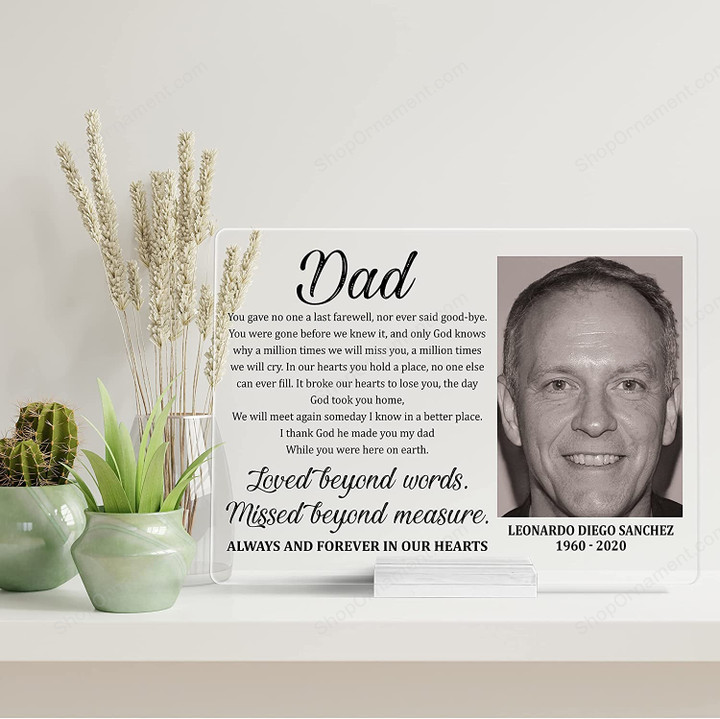 Picture Frame Memorial Gifts for loss of Father, Loss Of Dad Gift, Sympathy Gift for Funeral Favors, Remembrance of Dad Memorial/Remembrance Photo Frame