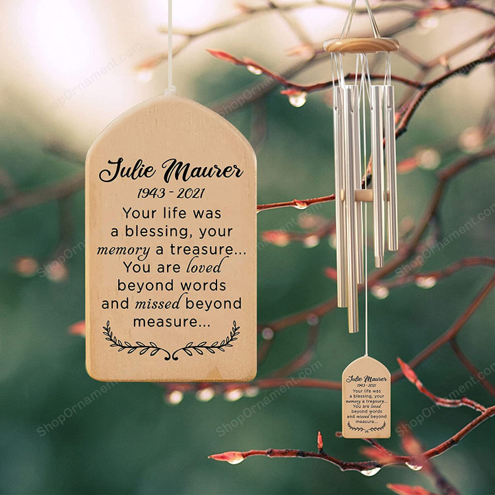 Memorial Wind Chimes Personalized Outdoor Sympathy, Loss of Mom Dad, Sympathy Wind Chime, Bereavement Memorial Gift, Remembrance Wind Chime, Condolences Gift