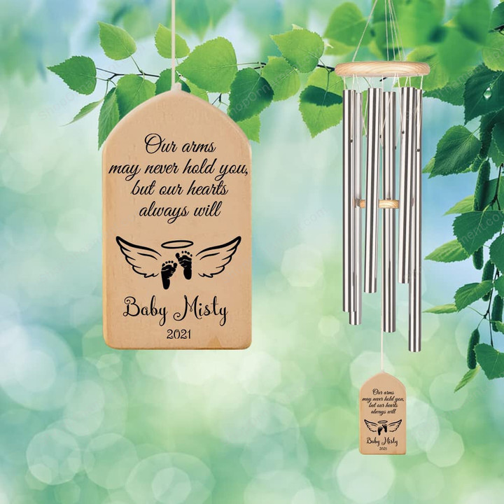 Personalized Baby Memorial Wind Chime Infant Loss Wind Chime Miscarriage Infant Pregnancy and Infant Loss Baby Footprints, Stillborn Gift