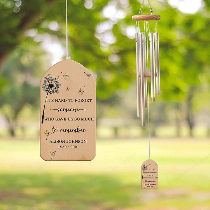 Personalized Memorial Wind Chime It's Hard to Forget Someone Memorial Bereavement Gift Remembrance Wind Chime Loss of Loved One Memory Gift