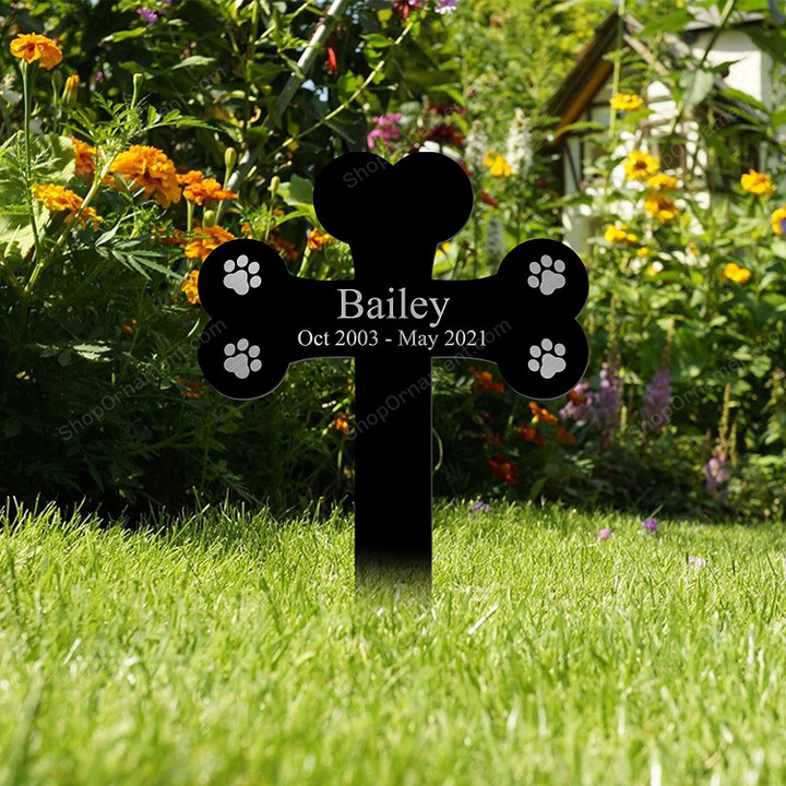 Dog or Cat Outdoor Grave Marker Cross, Pet Plaque Stake for The Garden or Yard, Sympathetic Pet Loss Remembrance Gift, Pet Memorial Gifts, Loss of Dog, Gift for Dog Lover