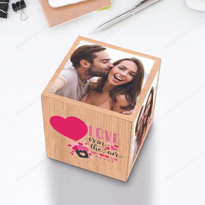 Valentine Personalized Photo Frame Wooden Cube for Home Decor