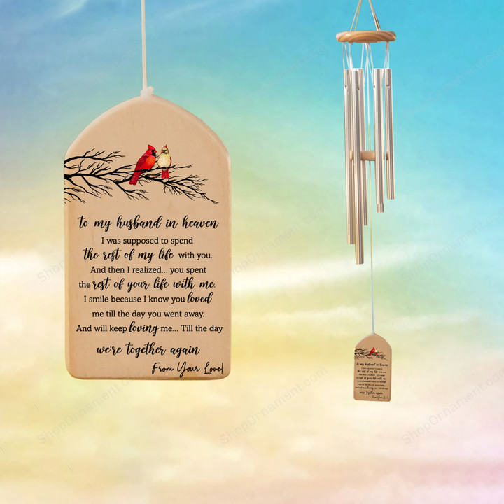 Personalized Cardinal Memorial Wind Chime, Loss of Spouse, To My Husband in Heaven, Widow Memorial, Sympathy Wind Chime, Bereavement Gift