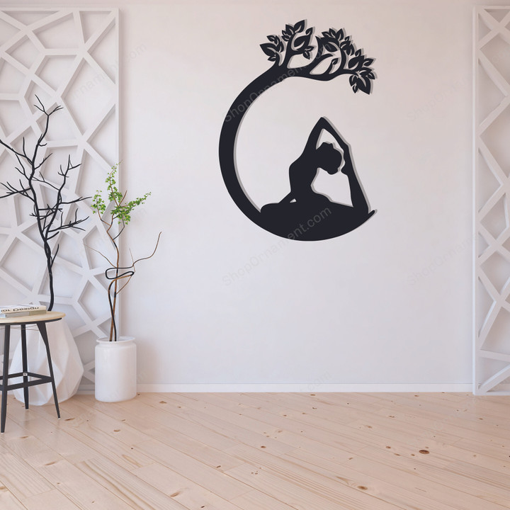 Yoga Metal Wall Art, Yoga Tree Metal Sign, Gift For Wife, Yoga Tree Wall Sign, metal tree of live, Yoga Studio Sign, Yoga Art Room Decor, Valentine Gift, Gift For Mom, Housewarming Gift