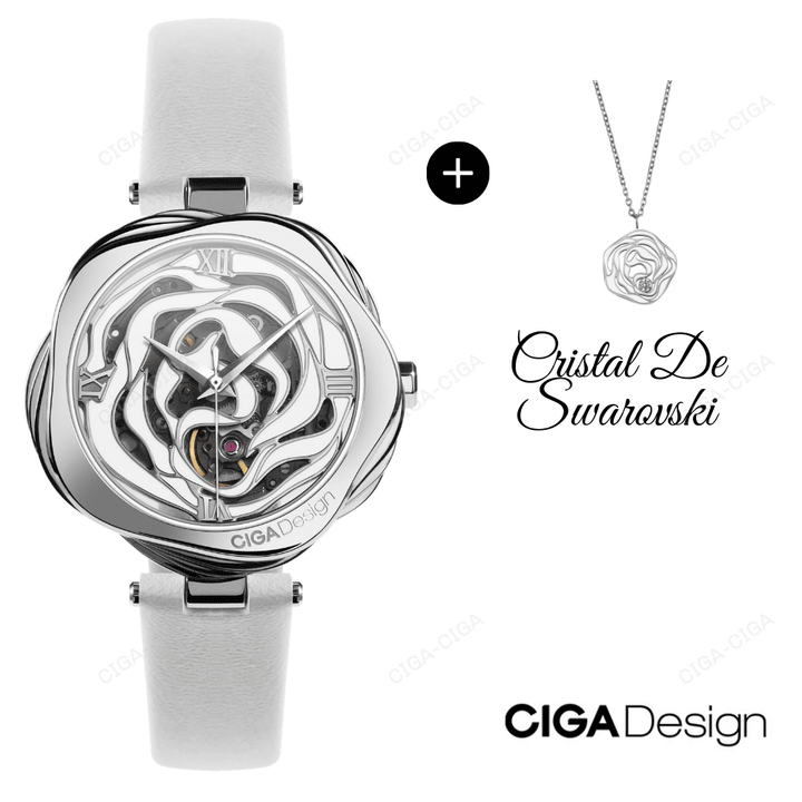 CIGA Design Watches for Women Watch with Rose Necklace Ladies Watch Luxury Watches Wristwatches Mechanical
