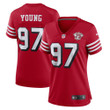 Womens San Francisco 49ers Bryant Young Scarlet 75th Anniversary Alternate Retired Player Game Jersey Gift for San Francisco 49Ers fans