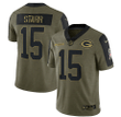 Green Bay Packers Bart Starr 15 NFL Olive 2021 Salute To Service Player Men Jersey For Packers Fans