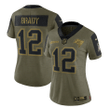 Tampa Bay Buccaneers Tom Brady 12 NFL Olive 2021 Salute To Service Retired Player Women Jersey For Buccaneers Fans