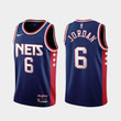 Brooklyn Nets Deandre Jordan 6 Nba 2021-22 City Edition Blue Jersey Gift For Nets Fans