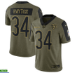 Chicago Bears Walter Payton 34 NFL Olive 2021 Salute To Service Retired Player Men Jersey For Bears Fans