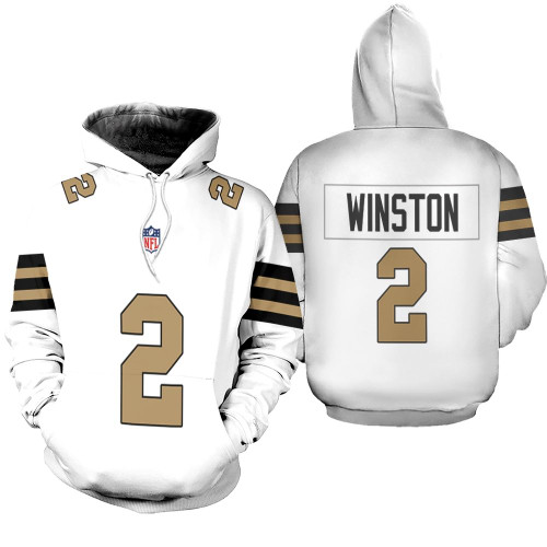 New Orleans Saints Jameis Winston #2 NFL American Football Team Logo Color Rush Custom 3D Designed Allover Gift For Saints Fans Hoodie