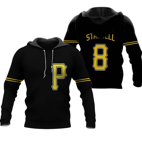 Pittsburgh Pirates Willie Stargell #8 MLB Great Player Baseball Team Logo Majestic Custom Black 2019 3D Designed Allover Gift For Pirates Fans Hoodie