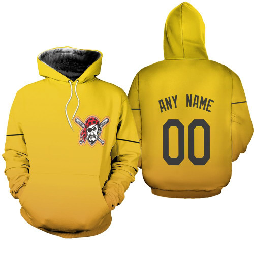 Pittsburgh Pirates 2020 MLB Baseball Team Logo Yellow 3D Designed Allover Custom Gift For Pirates Fans Hoodie