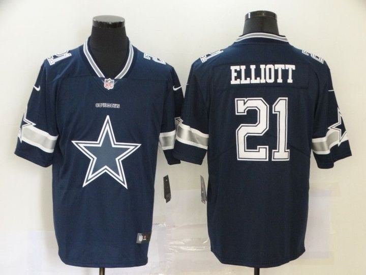 Dallas Cowboys Ezekiel Elliott #21 NFL 2020 Black Blue Jersey