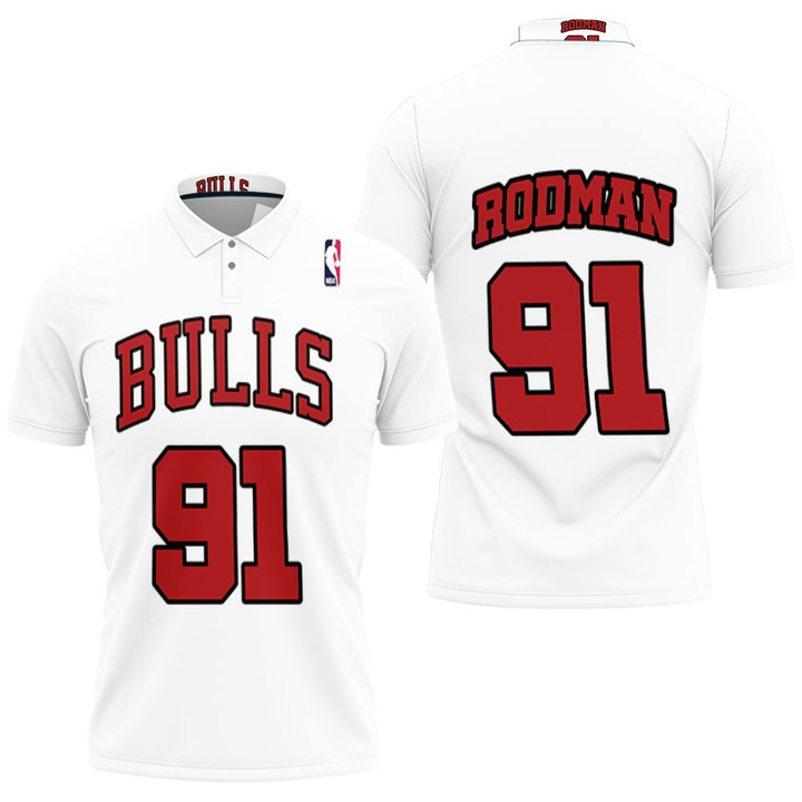 Chicago Bulls Dennis Rodman #91 NBA Great Player Throwback White Jersey Style Gift For Bulls Fans