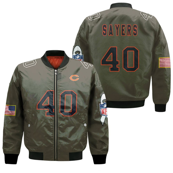 Chicago Bears Gale Sayers #40 Great Player NFL Salute To Service Retired Player Limited Olive Jersey Style Gift For Bears Fans