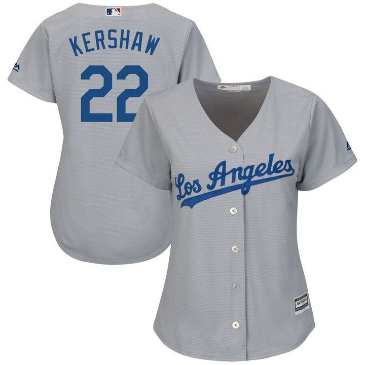 Clayton Kershaw Los Angeles Dodgers Majestic Womens Road Cool Base Player Jersey Gray 2019