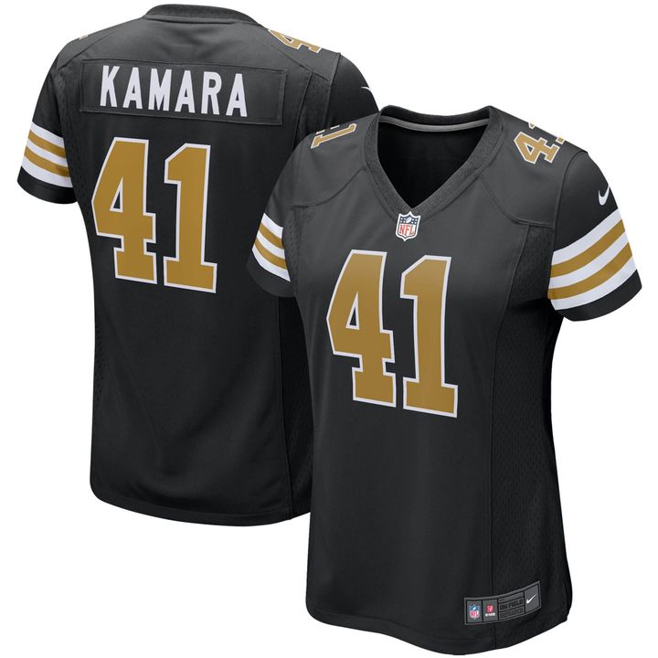 Womens New Orleans Saints Alvin Kamara Black Alternate Game Player Jersey Gift for New Orleans Saints fans
