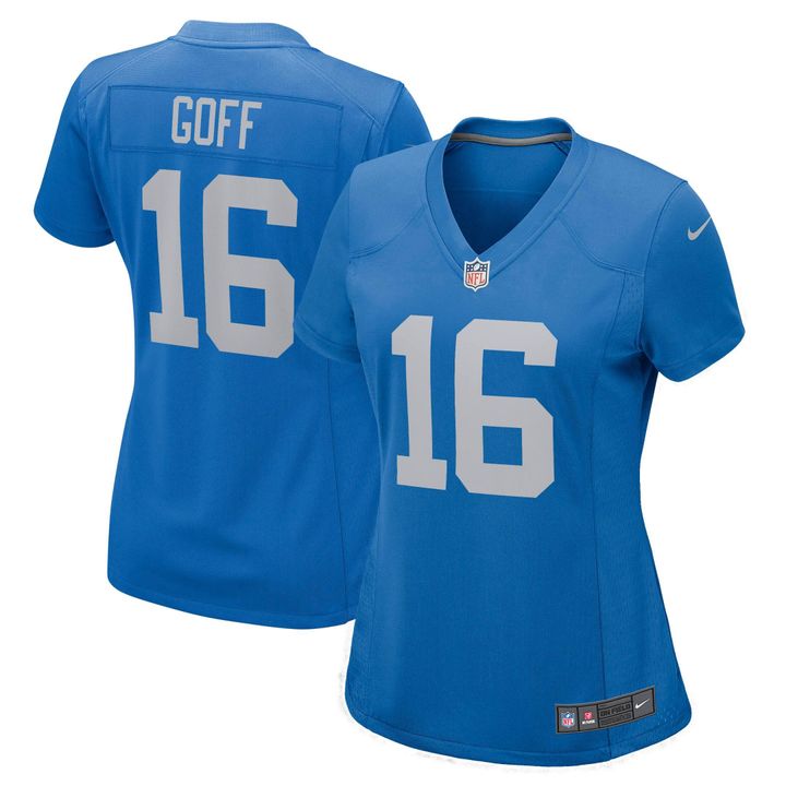Womens Detroit Lions Jared Goff Blue Game Player Jersey Gift for Detroit Lions fans