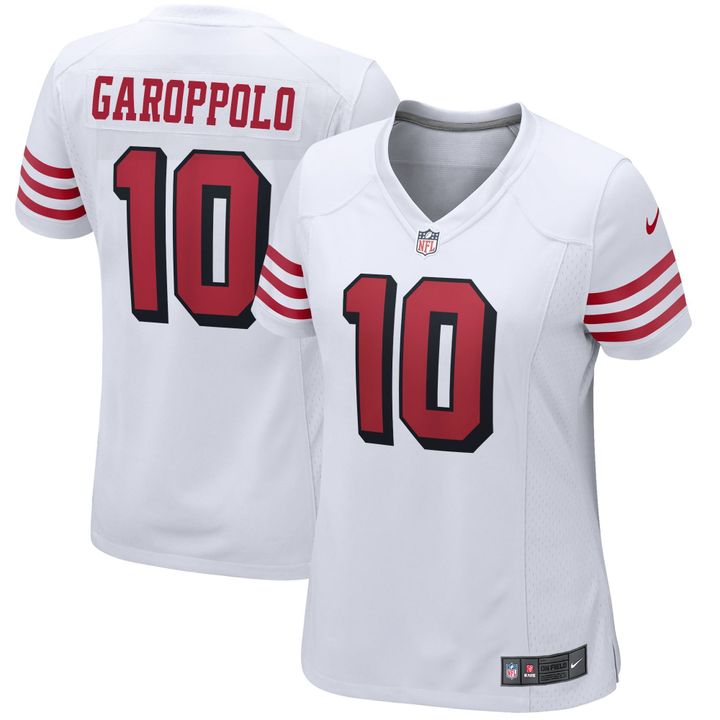 Womens San Francisco 49ers Jimmy Garoppolo White Alternate Game Player Jersey Gift for San Francisco 49Ers fans