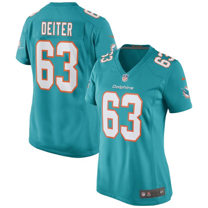 Womens Miami Dolphins Michael Deiter Aqua Game Jersey Gift for Miami Dolphins fans