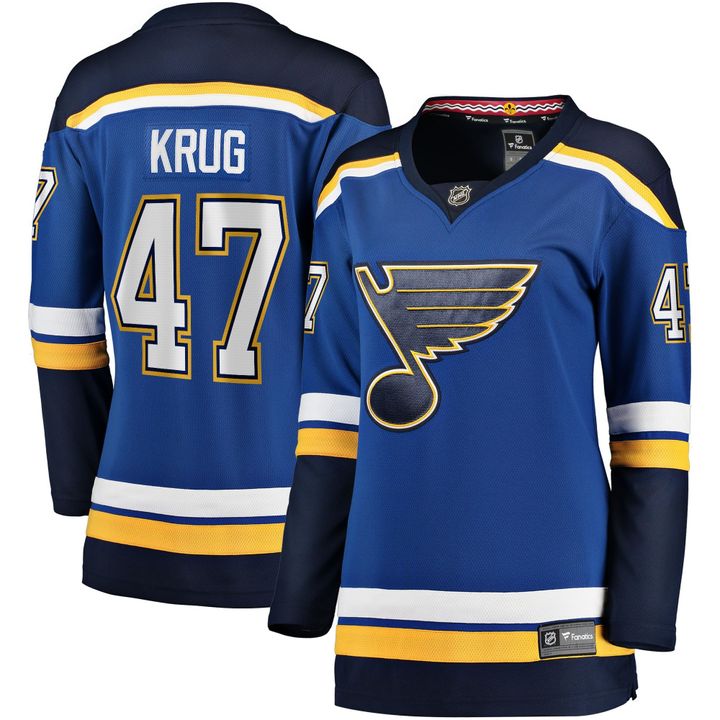 Womens St Louis Blues Torey Krug Blue Player Jersey gift for St Louis Blues fans