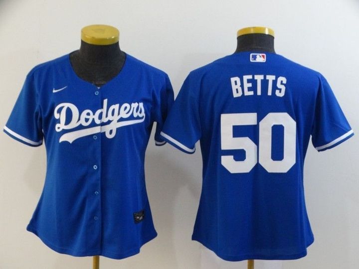 Los Angeles Dodgers Mookie Betts #50 2020 MLB Blue Womens Jersey