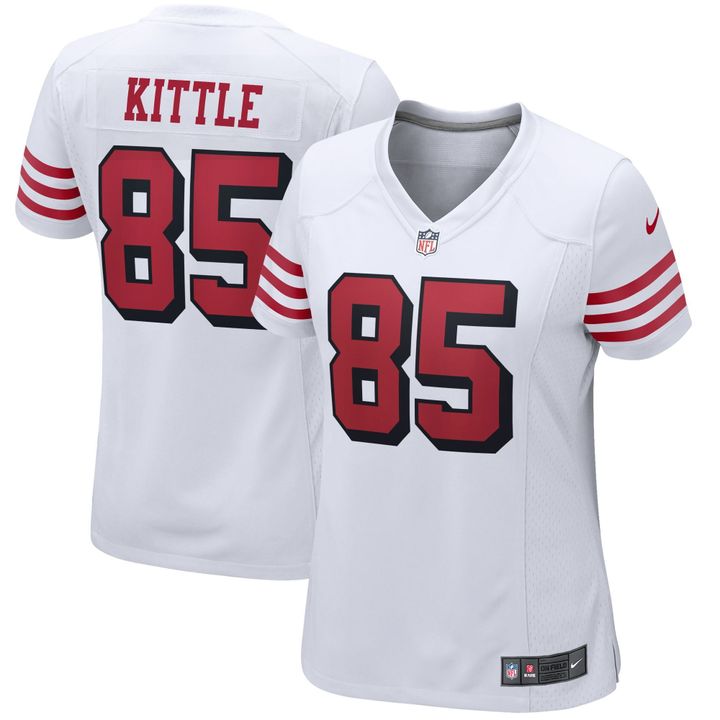 Womens San Francisco 49ers George Kittle White Alternate Game Player Jersey Gift for San Francisco 49Ers fans