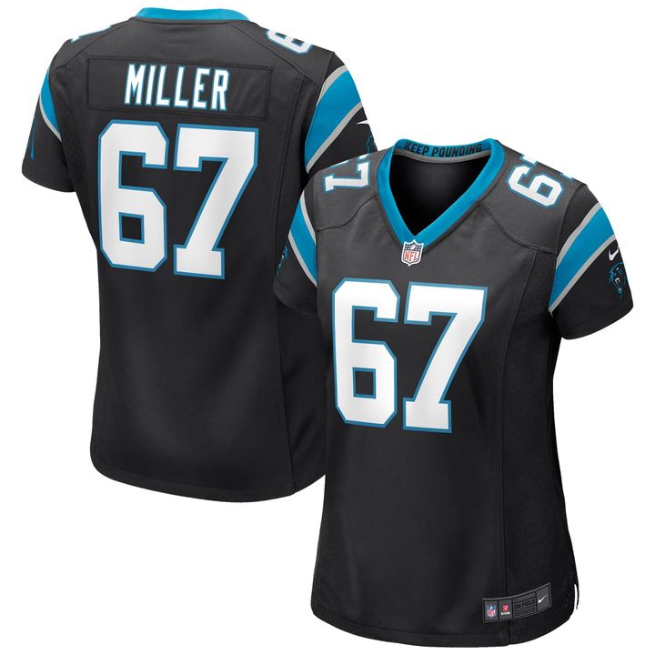 Womens Carolina Panthers John Miller Black Game Jersey Gift for Carolina Panthers fans