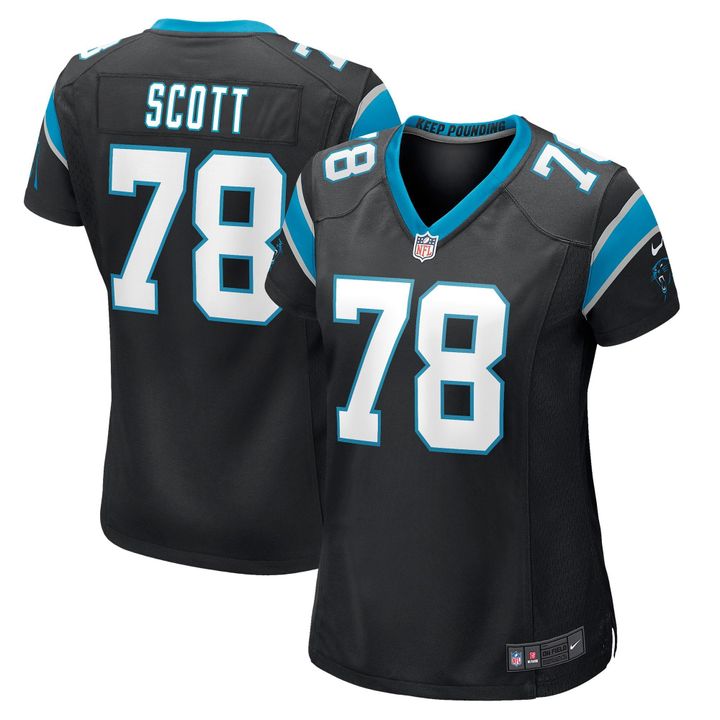 Womens Carolina Panthers Trent Scott Black Game Jersey Gift for Carolina Panthers fans