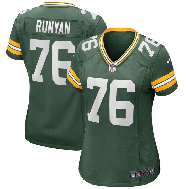 Womens Green Bay Packers Jon Runyan Green Game Jersey Gift for Green Bay Packers fans