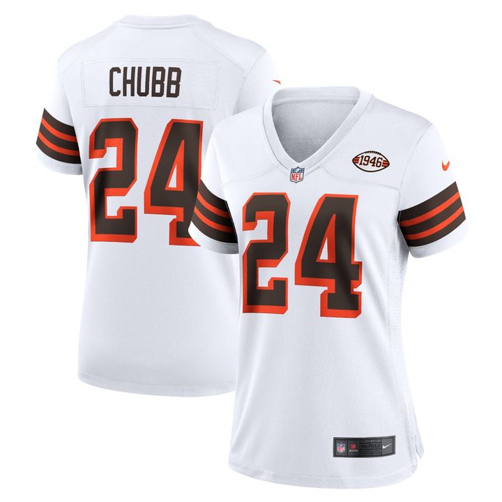 Womens Cleveland Browns Nick Chubb White 1946 Collection Alternate Game Jersey Gift for Cleveland Browns fans