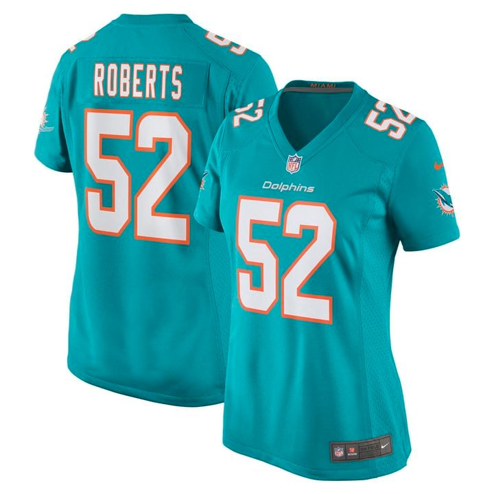 Womens Miami Dolphins Elandon Roberts Aqua Game Player Jersey Gift for Miami Dolphins fans