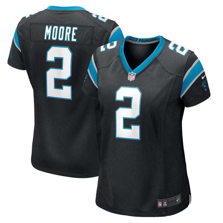 Womens Carolina Panthers DJ Moore Black Game Player Jersey Gift for Carolina Panthers fans
