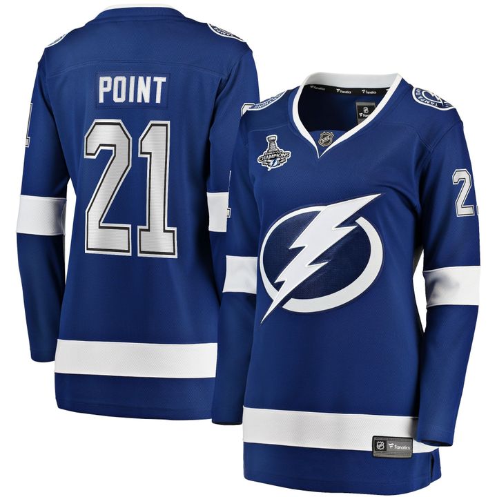 Womens Tampa Bay Lightning Brayden Point Blue 2021 Stanley Cup Champions Home Player Jersey gift for Tampa Bay Lightning fans