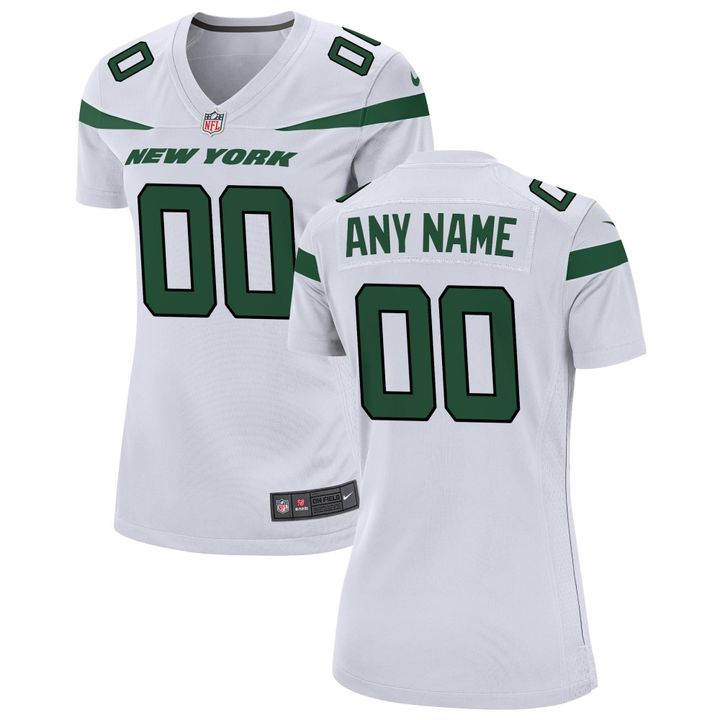 Womens White New York Jets Custom Game Jersey Gift for New York Jets fans
