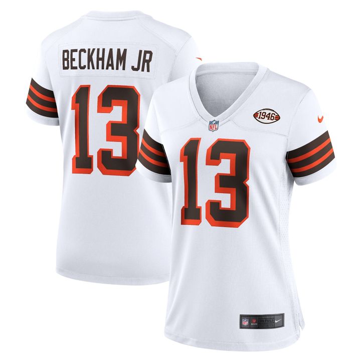 Womens Cleveland Browns Odell Beckham Jr White 1946 Collection Alternate Game Jersey Gift for Cleveland Browns fans