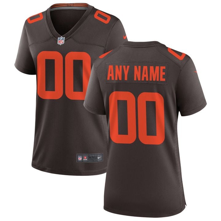 Womens Cleveland Browns Brown Alternate Custom Game Jersey Gift for Cleveland Browns fans