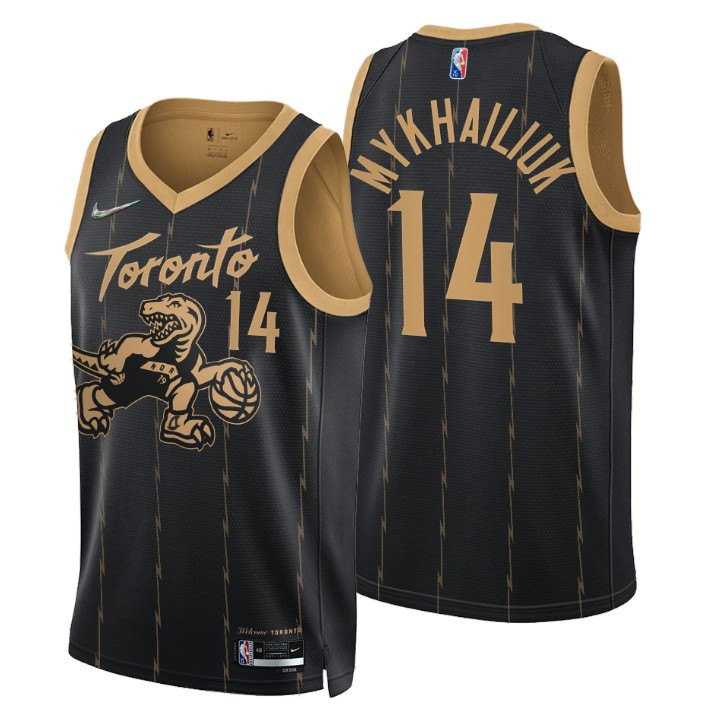 Toronto Raptors Sviatoslav Mykhailiuk 14 NBA Basketball Team City Edition Black Jersey Gift For Raptors Fans