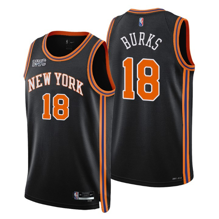 New York Knicks Alec Burks 18 NBA Basketball Team City Edition Black Jersey Gift For Knicks Fans