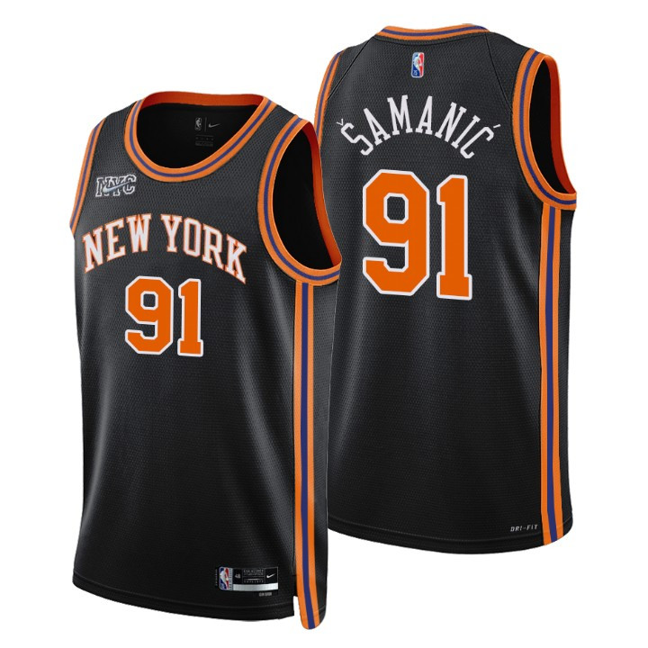New York Knicks Luka Samanic 91 NBA Basketball Team City Edition Black Jersey Gift For Knicks Fans