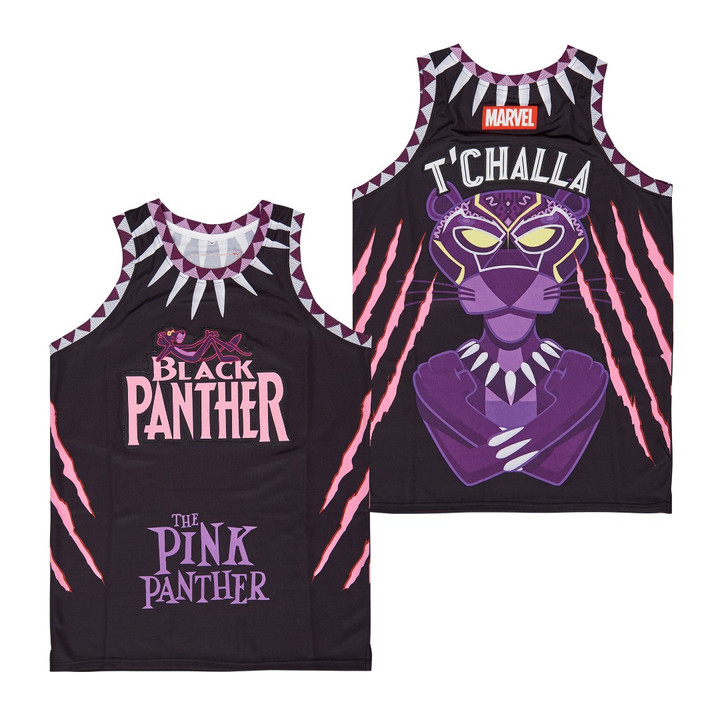 Black Panther The Pink Panther Mashed Up Tchalla Movie Basketball Black Jersey Gift For Black Panther Fans Pink Panther Fans