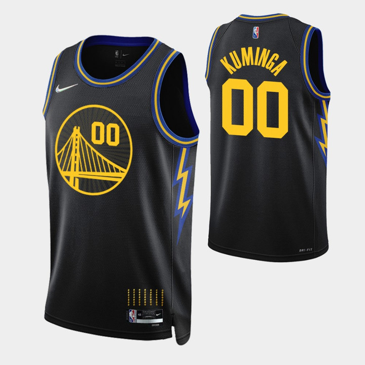 Golden State Warriors Jonathan Kuminga 0 Nba 2021-22 City Edition Black Jersey Gift For Warriors Fans