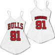 Chicago Bulls Dennis Rodman #91 NBA Great Player Throwback White Jersey Style Gift For Bulls Fans