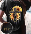 Jesus cross sunflower faith hope love us flag god t-shirt
